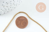 Collier Chaine complète plate acier inoxydable doré IP 2.2mm/45cm avec fermoir, x1 (G10731)