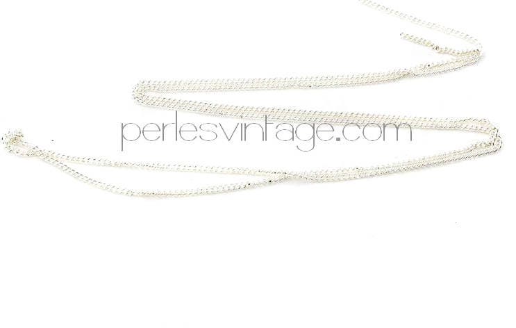 Collier Chaine fine argentée maille plate 1mm, x1 bobine complète 92 mètres (G3030)