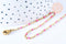 Collier Chaîne fine avec fermoir acier doré inoxydable émail rose 45cm, création bijoux fantaisie sans nickel, x1 (G7130)