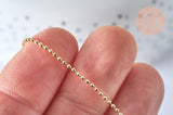 Collier Chaine fine boule avec fermoir laiton doré facettes 45cm-1.2mm, x1 (G0035)
