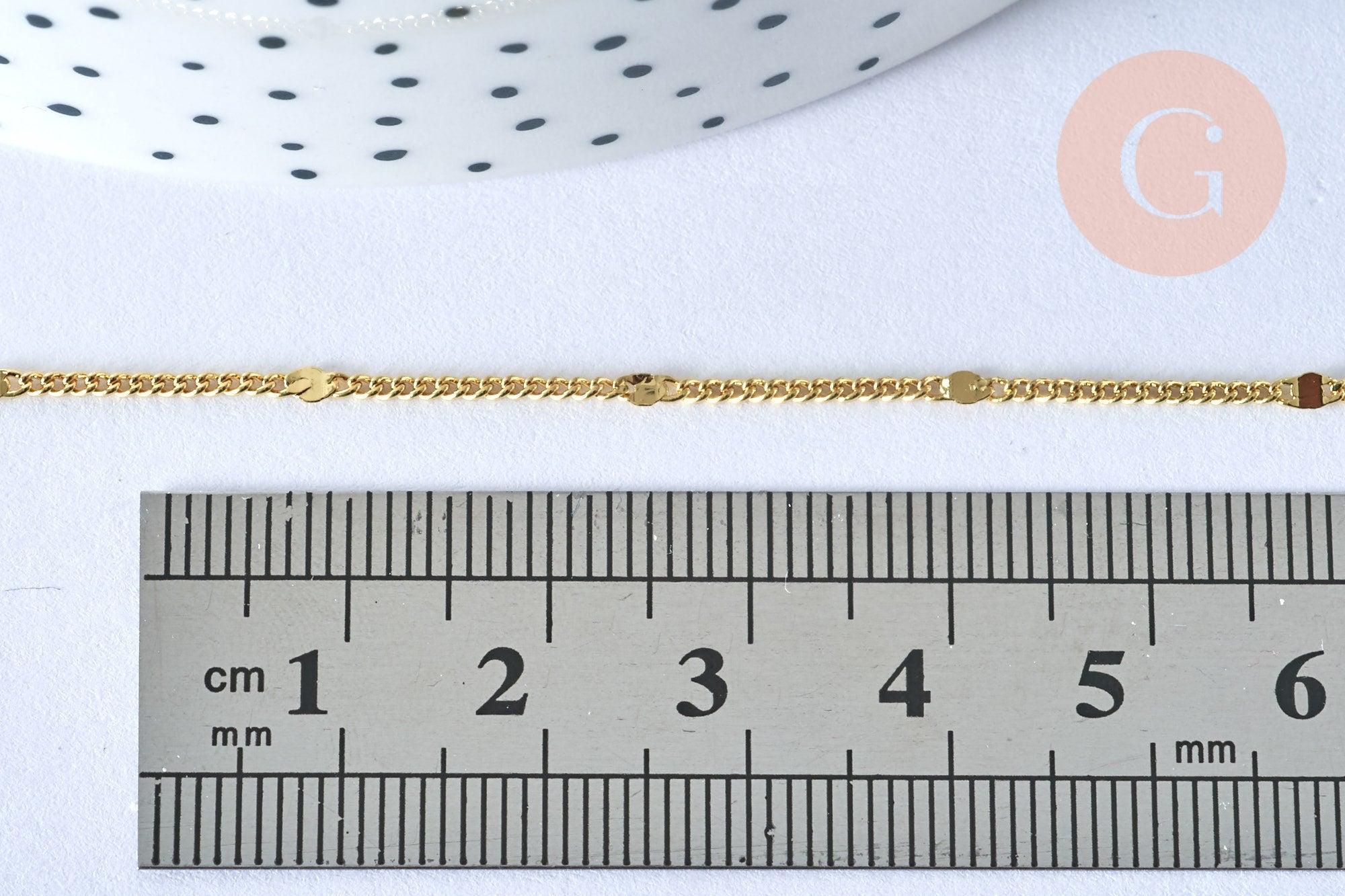 Collier Chaine fine dorée fantaisie 14K, fourniture créative, chaine complète,chaine plaquée or,1.5 mm, 40cm, x1 (G5277)