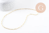 Collier Chaine fine dorée rectangle 16K,chaine plaquée or 2.5 microns, chaine complète,chaine dorée,1.8 mm,43cm, x1 (G1845)