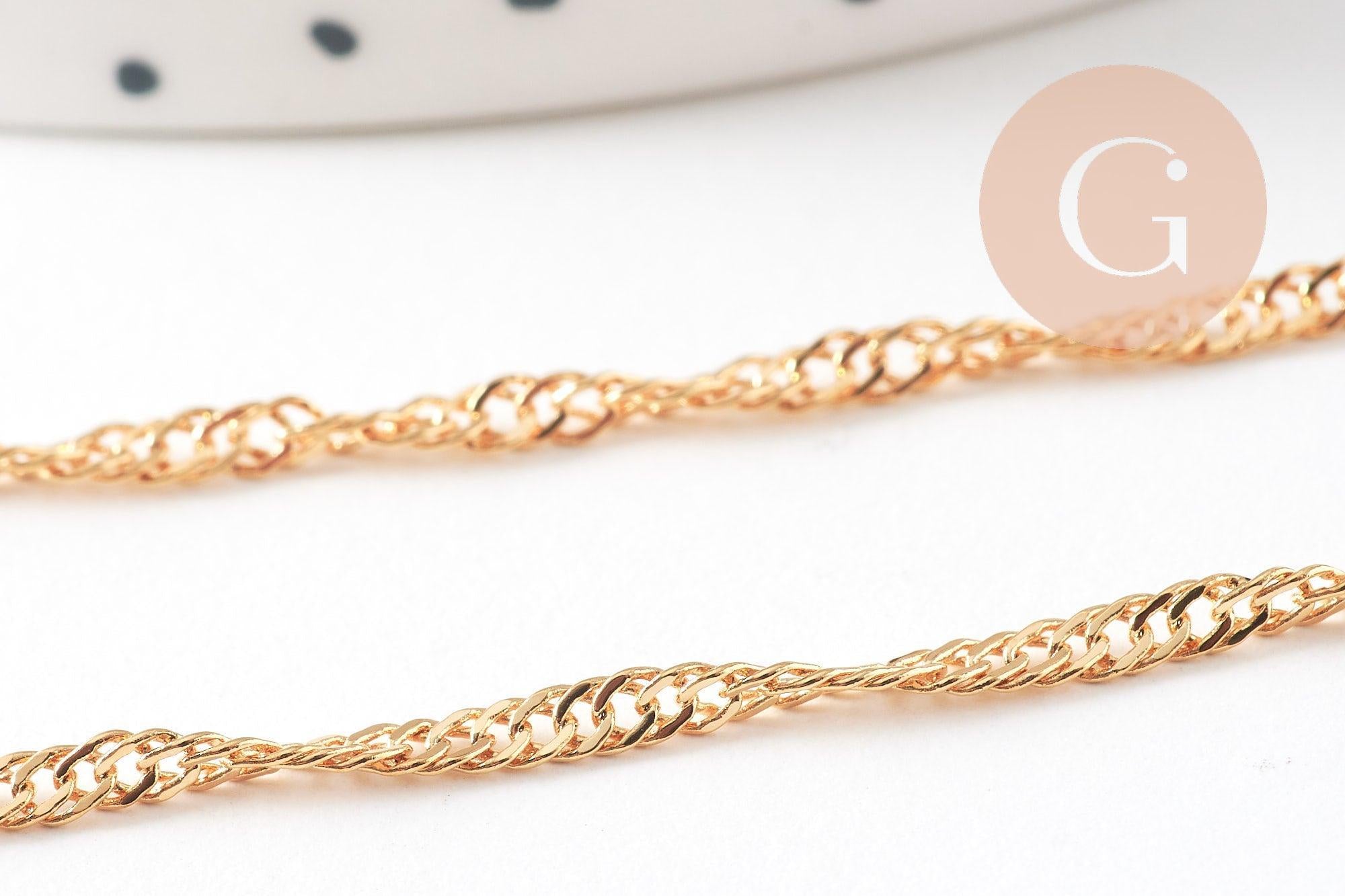 Collier Chaine fine dorée singapour 16K,chaine plaquée or 2.5 microns, chaine collier bijoux, chaine complète,1.8 mm,43cm, x1 G3018