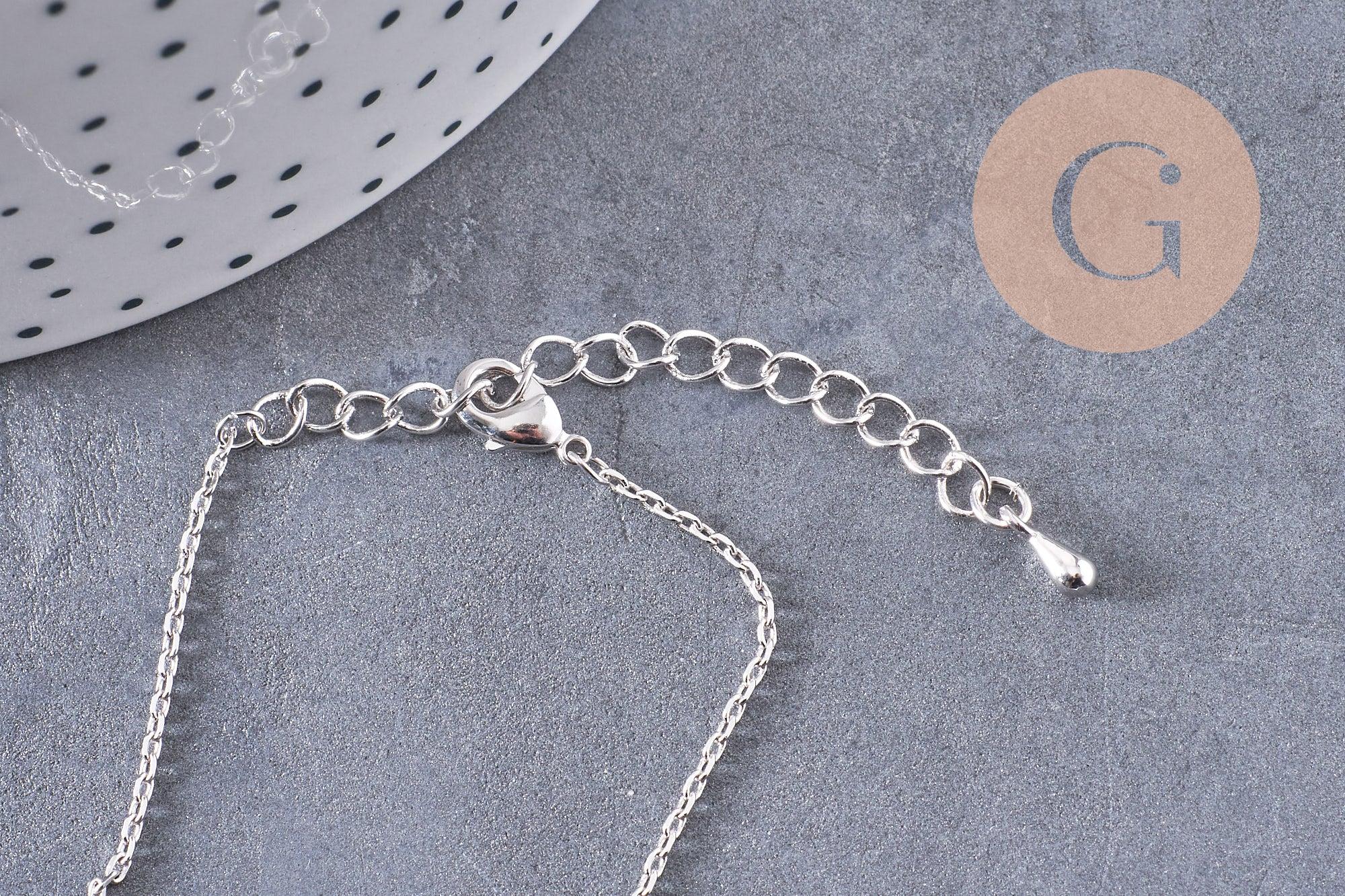 Collier Chaine forçat cuivre rhodié or blanc 80cm, x1 (G1122)