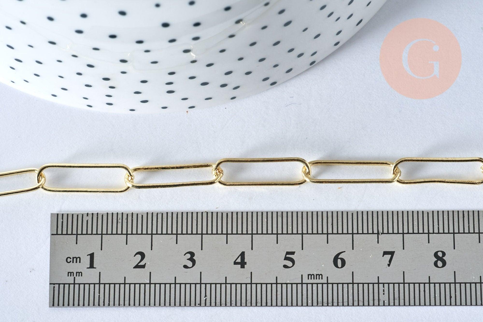 Collier Chaine laiton doré clair maille rectangle,chaine collier,chaine large,20x6.5mm,chaine complète 47.5cm, x1 G2630