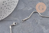 Collier Chaine serpent acier inoxydable platine 2mm/50cm, x1 (G11058)