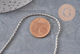 Collier Chaine serpent acier inoxydable platine 2mm/50cm, x1 (G11058)