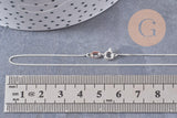 Collier Chaine très fine argent massif plate avec fermoir argent 925, 1.1mm/45cm, x1 (G0081)