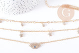 Collier Triple rangs breloques chance zamac doré, X1 (G8808)