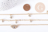 Collier Triple rangs breloques chance zamac doré, X1 (G8808)