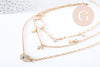 Collier Triple rangs breloques chance zamac doré, X1 (G8808)