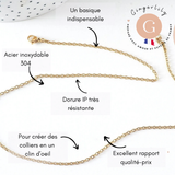 Collier chaine avec fermoir acier 304 inoxydable doré IP 14k forçat 1.9mm/45cm,x1 (G2088)