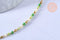 Collier chaine avec fermoir acier inoxydable doré perle rocaille vert 40.7cm, x1 (G4104)