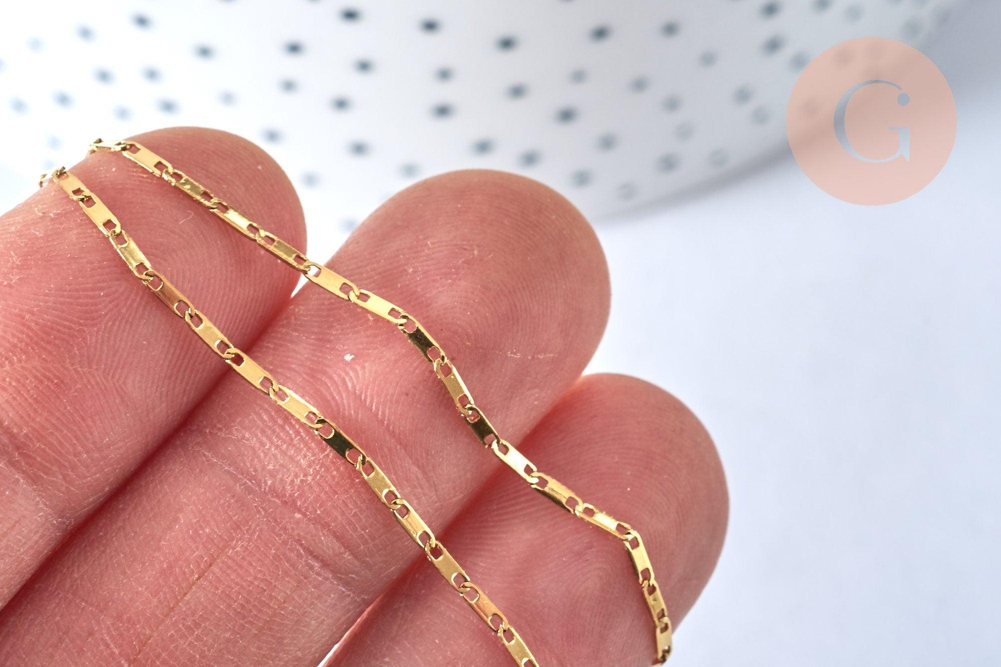 Collier chaine complète acier dorée 14k acier 305 inoxydable doré 1.7mm/45cm, x1 (G2209)