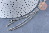 Collier chaine complète avec fermoir forçat acier 304 inoxydable platine 45cm, x1 (G1864)