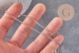 Collar cadena forzada acero inoxidable platino 2mm/37.8cm, x1 VÁLIDO