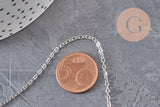 Collar cadena forzada acero inoxidable platino 2mm/37.8cm, x1 VÁLIDO