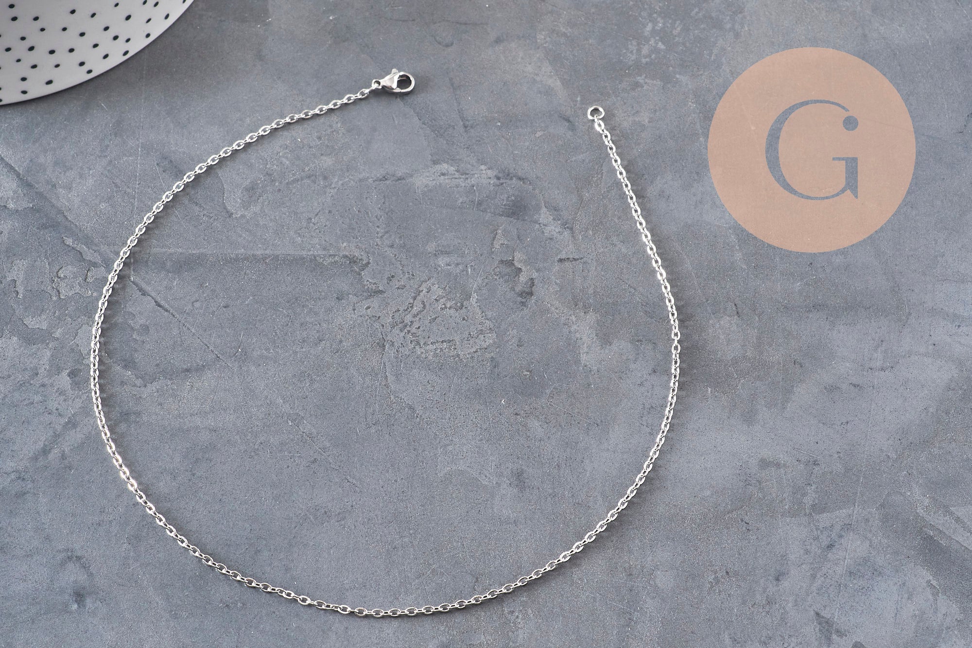 Collar cadena forzada acero inoxidable platino 2mm/37.8cm, x1 VÁLIDO
