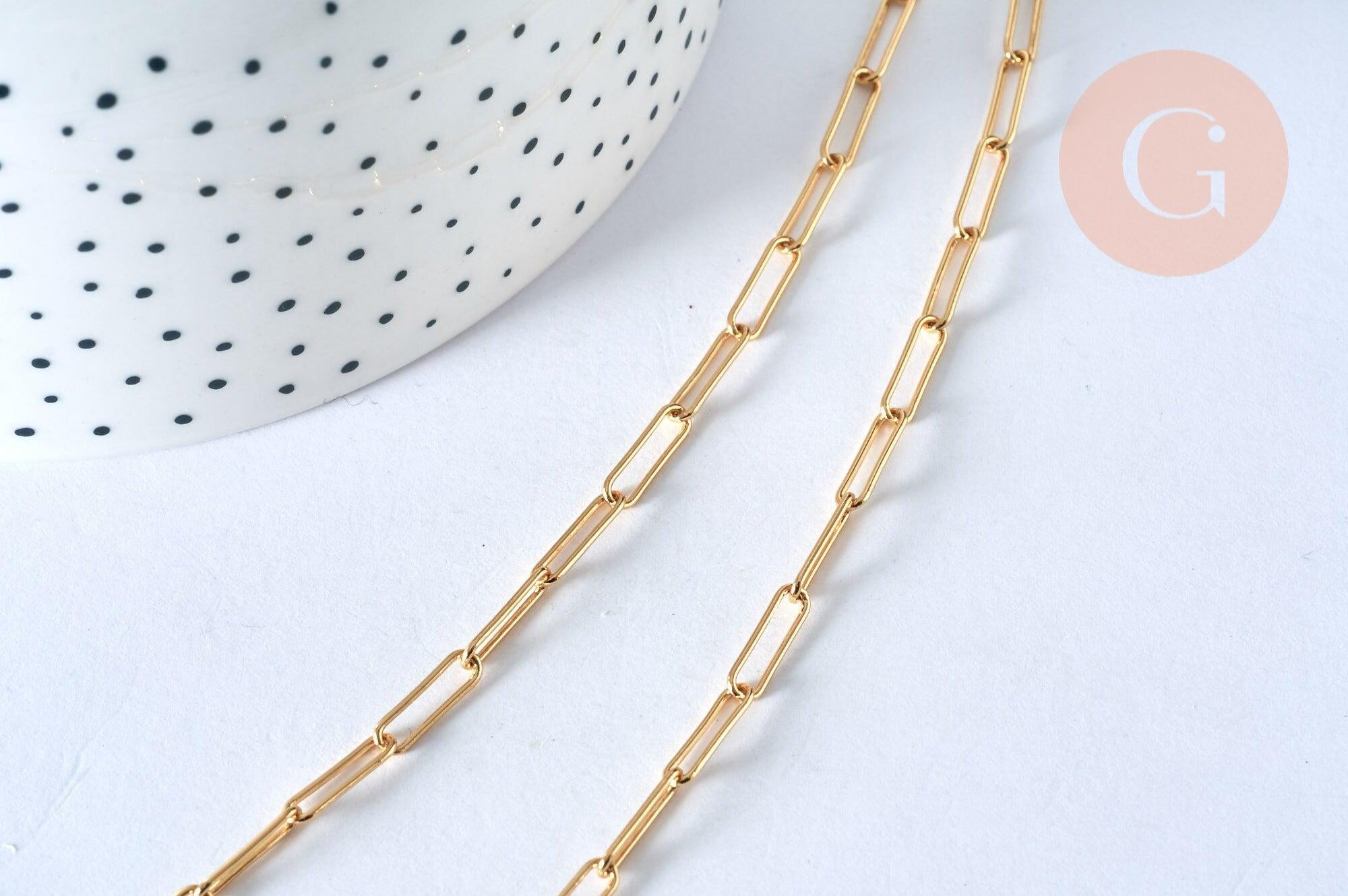 Chaîne de bijoux en laiton doré de 5 m avec perles d'imitation pour colliers, bracelets, boucles d'oreilles, fabrication de bijoux, loisirs créatifs