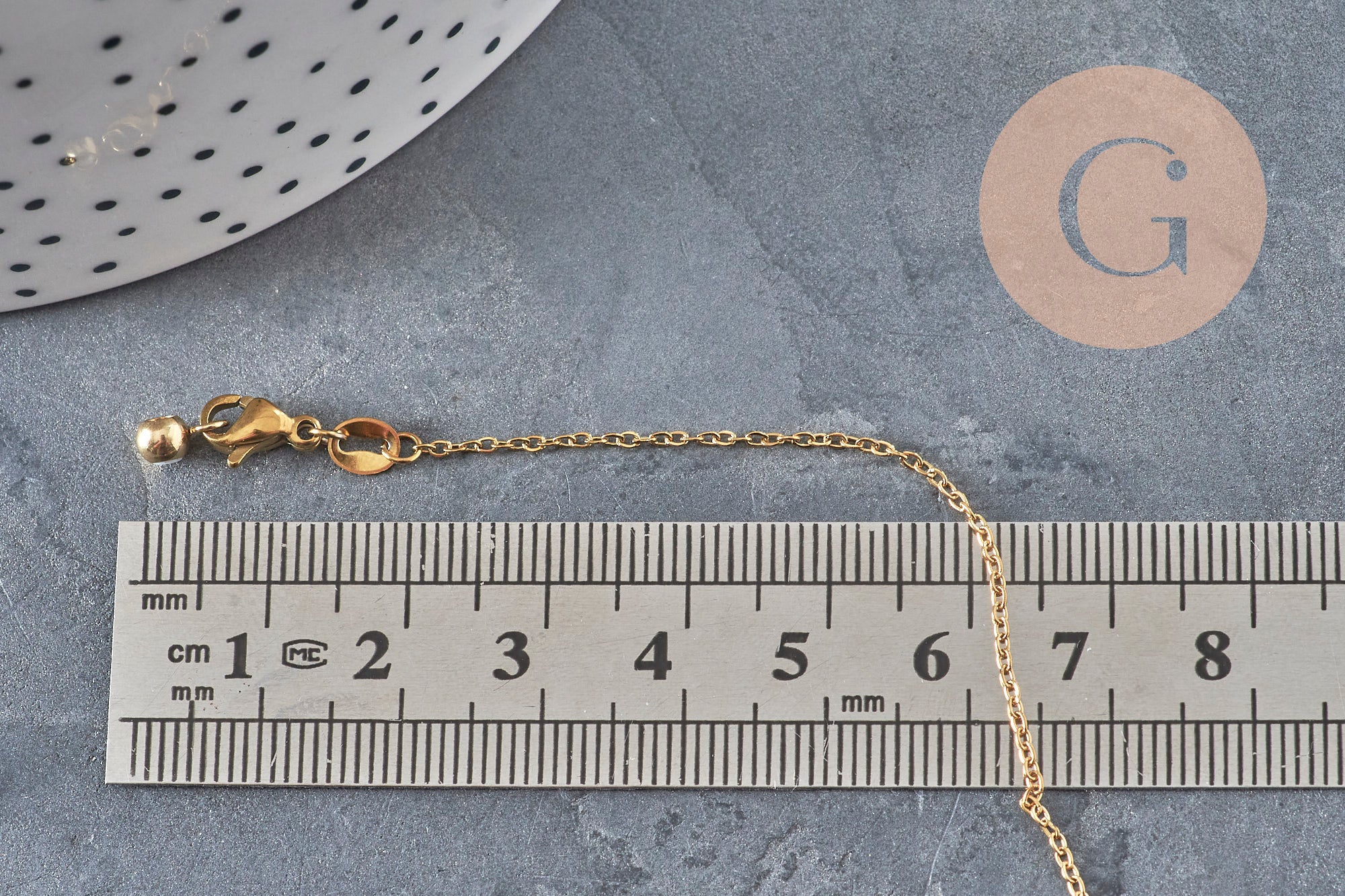 Adjustable 304 stainless steel gold IP 2mm/51cm curb chain necklace, x1 (G11257)
