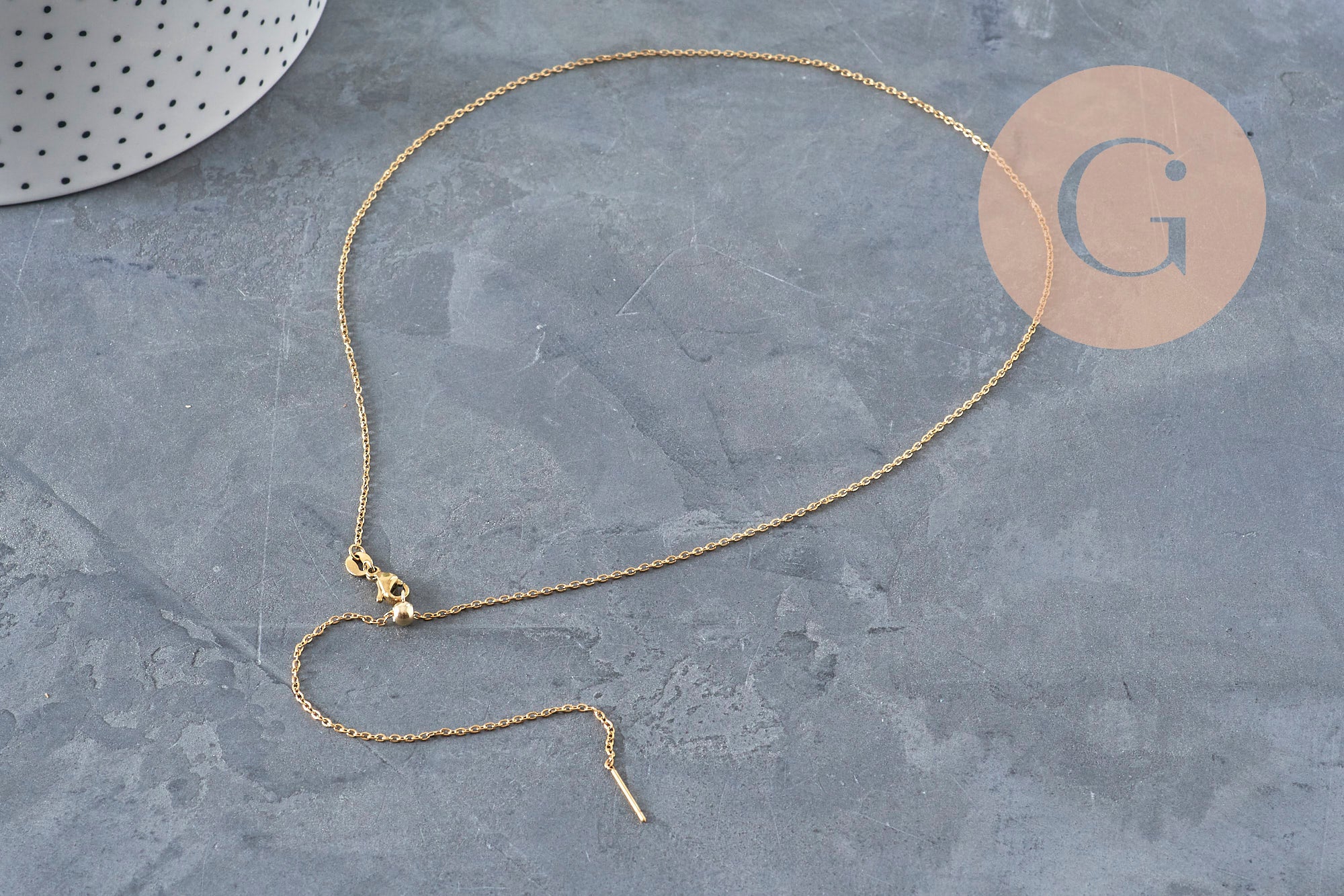 Adjustable 304 stainless steel gold IP 2mm/51cm curb chain necklace, x1 (G11257)
