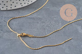 Collar de cadena ajustable serpiente de acero inoxidable 304 dorado IP 0.8mm/51cm, x1 (G11258)