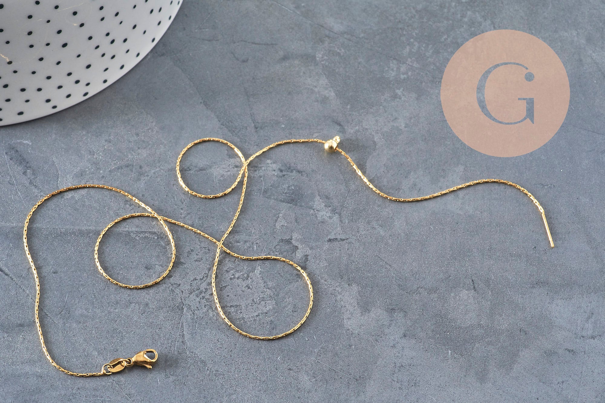Collar de cadena ajustable serpiente de acero inoxidable 304 dorado IP 0.8mm/51cm, x1 (G11258)