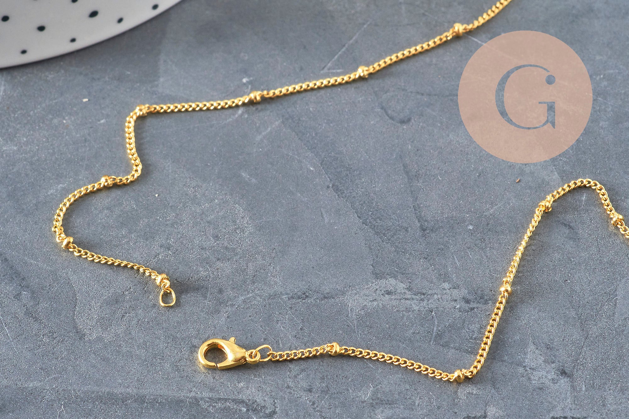 Collar cadena satélite hierro y latón dorado 81.5cm, x1 (G11228)