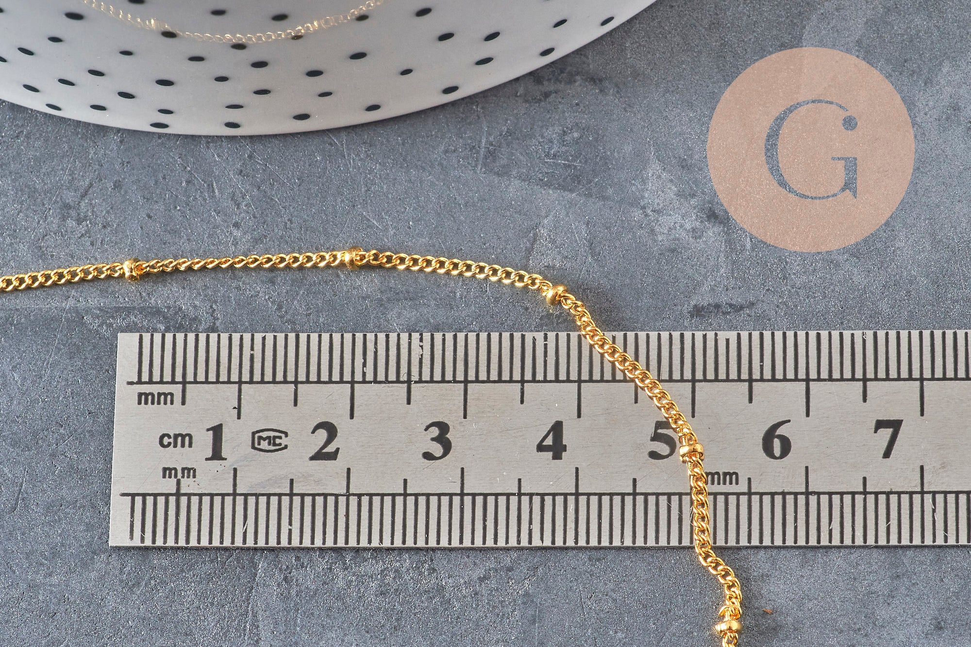 Collar cadena satélite hierro y latón dorado 81.5cm, x1 (G11228)