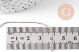 Collier collier chaine boule laiton platine facettes 1.2 mm/45cm, x1 (G5350)