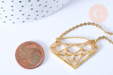 Collier diamant acier inoxydable doré 14k 45cm,idée cadeau anniversaire, x1 (G7142)