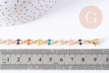 Collier fantaisie émail multicolore acier 304 inoxydable doré 45cm, idée cadeau femme x1 G8807