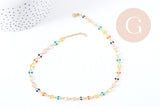 Collier fantaisie émail multicolore acier 304 inoxydable doré 45cm, idée cadeau femme x1 G8807
