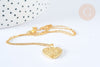 Collier médaille coeur LOVE argent 925 doré 24K- 45cm,x1 (G7041)