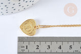 Collier médaille coeur LOVE argent 925 doré 24K-45cm, x1 (G7041)