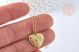 Collier médaille coeur LOVE argent 925 doré 24K-45cm, x1 (G7041)
