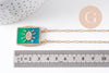 Collier médaille émaillée Oeil bleu-vert zircons chaine zamac doré 45cm x1 (G10364-3)