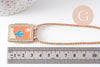Collier médaille émaillée cactus orange turquoise zircons cordon tressé zamac doré 45cm x1 (G10364-4)