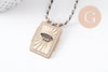 Collier médaille émaillée soucoupe volante émail noir zircons cordon tressé zamac doré 45cm x1 (G10364-6)