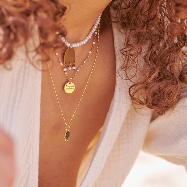 Collier médaille personnalisée chaine résine acier inoxydable 304 résistant à l'eau, x1 (ADN8)