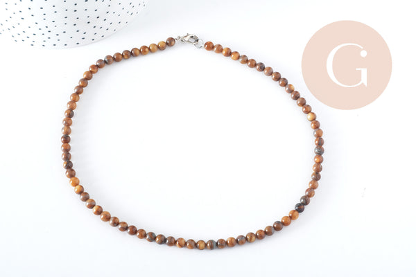 Collier nacre naturelle teinté fer argenté doré 42cm, x1 (G10536)