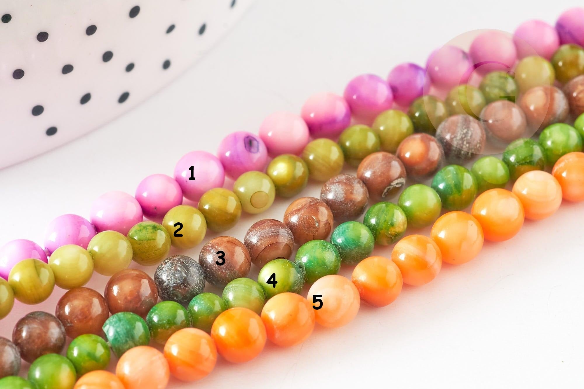 Collier nacre naturelle teinté fer argenté doré 42cm, x1 (G10536)