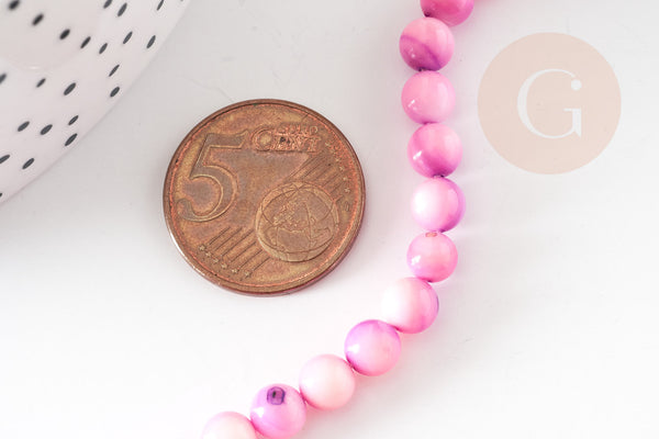 Collier nacre naturelle teinté fer argenté doré 42cm, x1 (G10536)