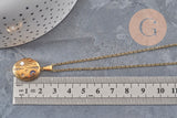 Collier pendentif locket lune & étoiles personnalisable acier 304 inoxydable doré, x1 (G11076)