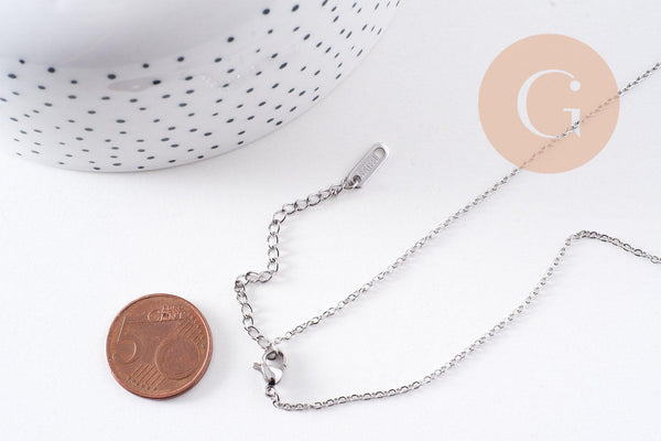 Collier pendentif locket enveloppe avec carte personnalisable acier 304 inoxydable platine, x1 (G10203)