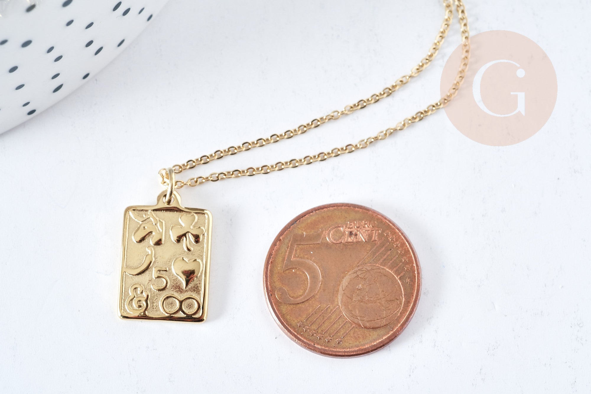 Collier rectangle symbole porte bonheur acier inoxydable 304- 45cm,collier minismaliste femme, x1 (G8802)