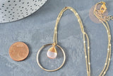 Collier sautoir Pendentif perle de verre goutte laiton doré 50,7cm, cadeau pour femme, x1 G7899