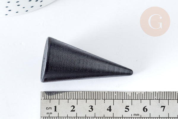 Cône en bois noir Présentoir à pour bague, x1 (G8117)