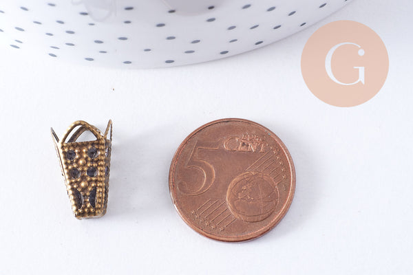 Cônes colerettes fleur fer bronze dentelle 16mm, x20 (G10659)