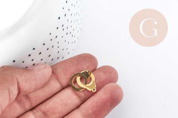 Connecteur Menottes acier 201 inoxydable doré 27mm, x1 (G8994)